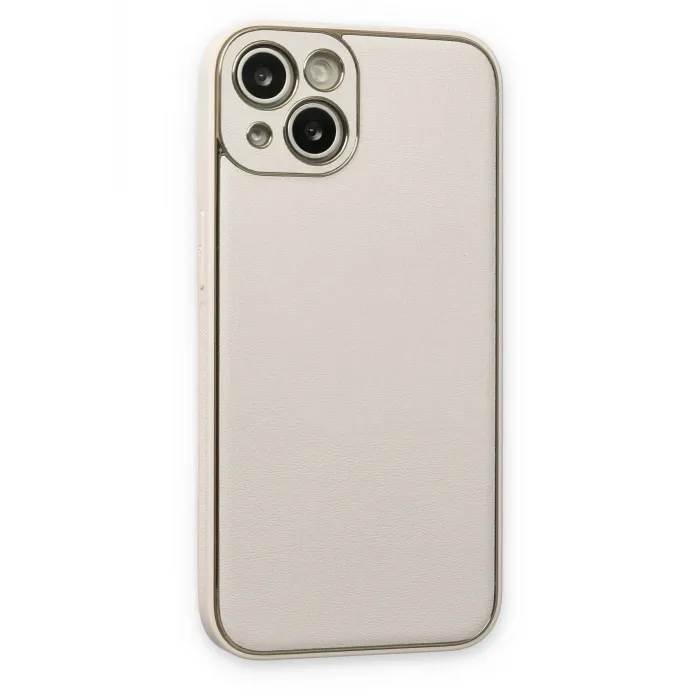 Newface iPhone 14 Plus Kılıf Coco Deri Silikon Kapak - Beyaz