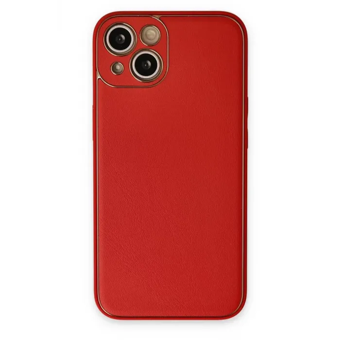 Newface iPhone 14 Plus Kılıf Coco Deri Silikon Kapak - Kırmızı