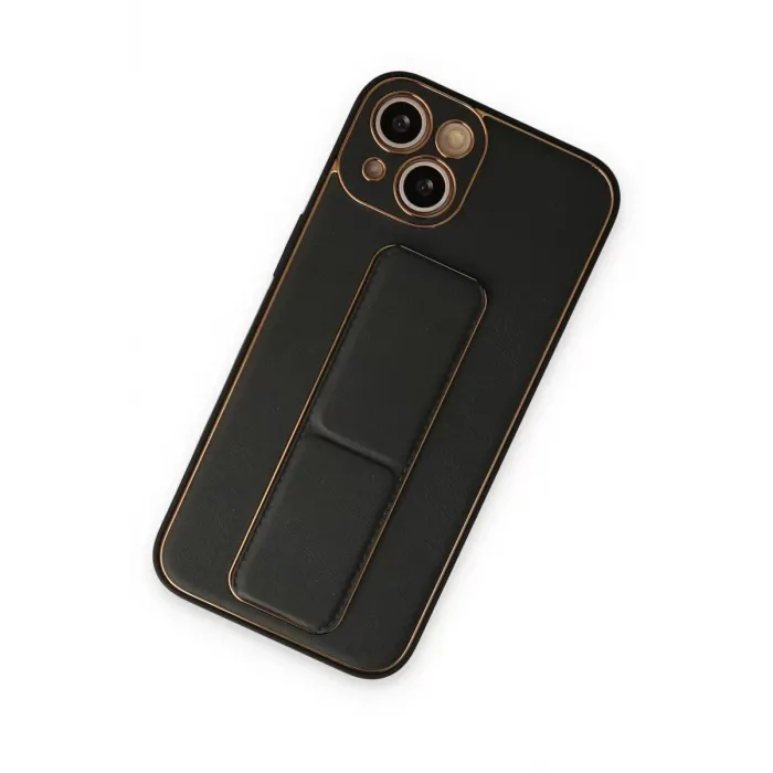 Newface iPhone 14 Plus Kılıf Coco Deri Standlı Kapak - Siyah