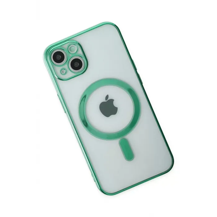 Newface iPhone 14 Plus Kılıf Magneticsafe Lazer Silikon - Haki Yeşil