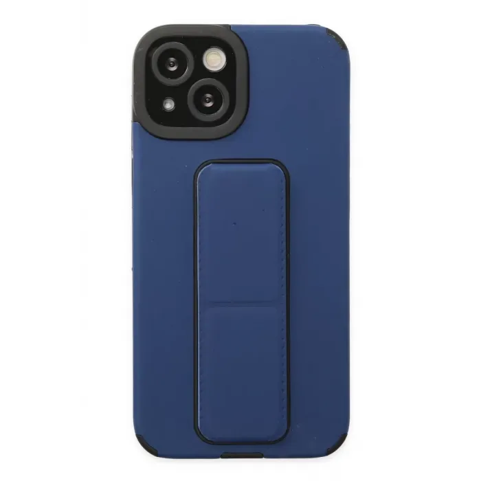Newface iPhone 14 Plus Kılıf Mega Standlı Silikon - Mavi