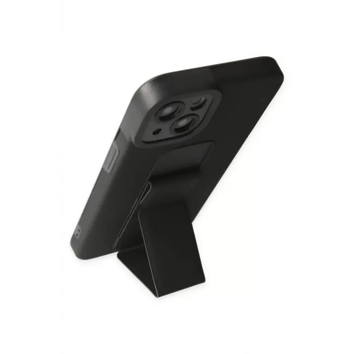 Newface iPhone 14 Plus Kılıf Mega Standlı Silikon - Siyah