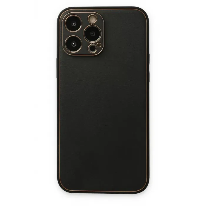 Newface iPhone 14 Pro Kılıf Coco Deri Silikon Kapak - Siyah