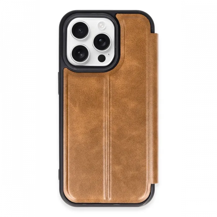 Newface iPhone 14 Pro Kılıf Flip Cover - Taba