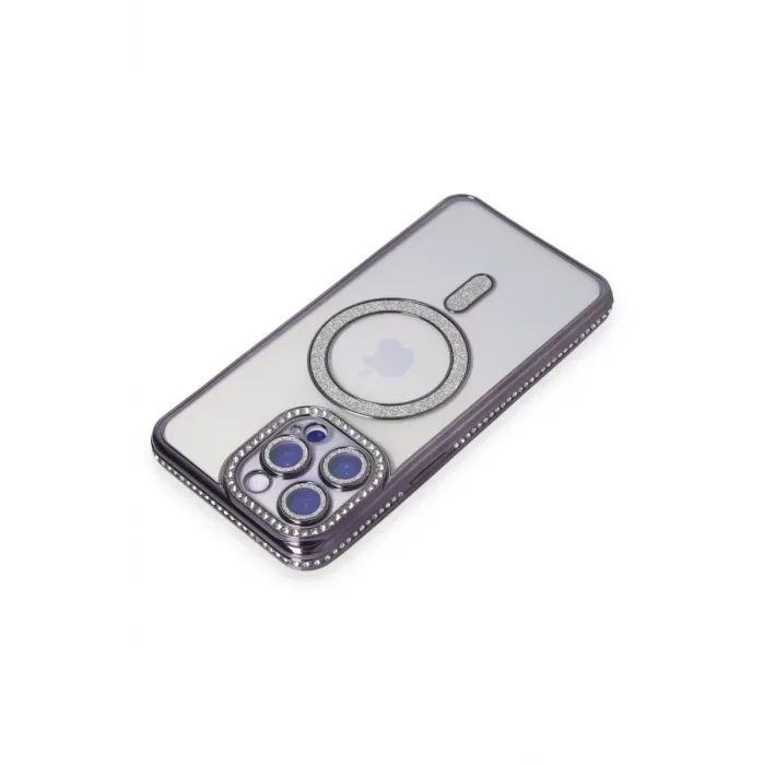 Newface iPhone 14 Pro Kılıf Joke Simli Magneticsafe Kılıf - Derin Mor