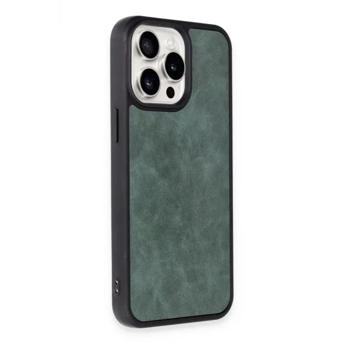 Newface iPhone 14 Pro Max Kılıf Aras Deri Kapak - Koyu Yeşil
