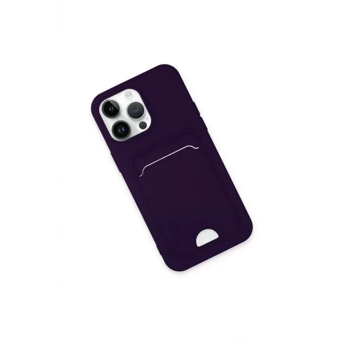 Newface iPhone 14 Pro Max Kılıf Kelvin Kartvizitli Silikon - Derin Mor