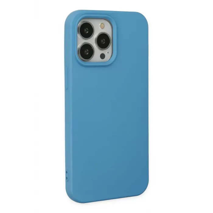 Newface iPhone 14 Pro Max Kılıf Nano içi Kadife Silikon - Mavi