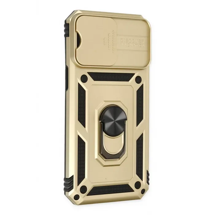 Newface iPhone 14 Pro Max Kılıf Pars Lens Yüzüklü Silikon - Gold