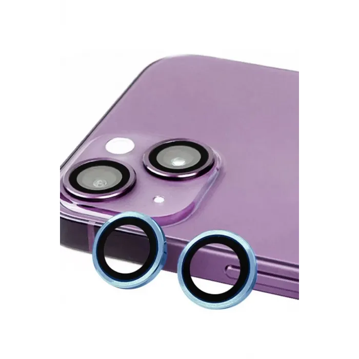Newface iPhone 14 Raze Metal Kamera Lens - Mavi