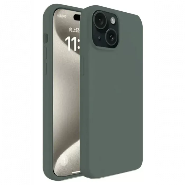Newface iPhone 15 Kılıf First Silikon - Koyu Yeşil