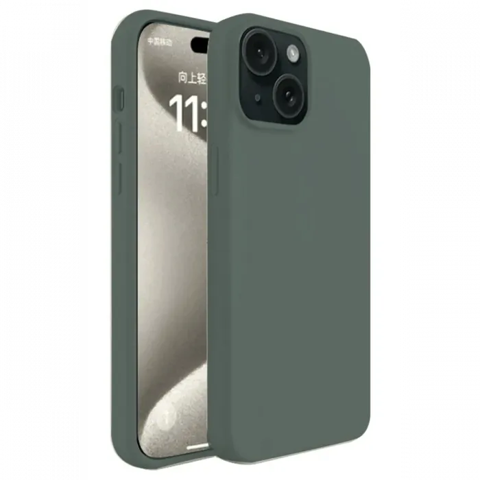 Newface iPhone 15 Kılıf First Silikon - Koyu Yeşil