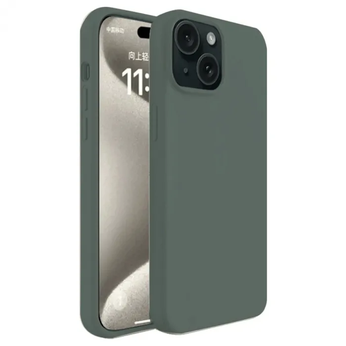 Newface iPhone 15 Kılıf First Silikon - Koyu Yeşil