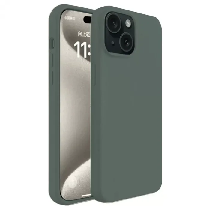 Newface iPhone 15 Kılıf First Silikon - Koyu Yeşil