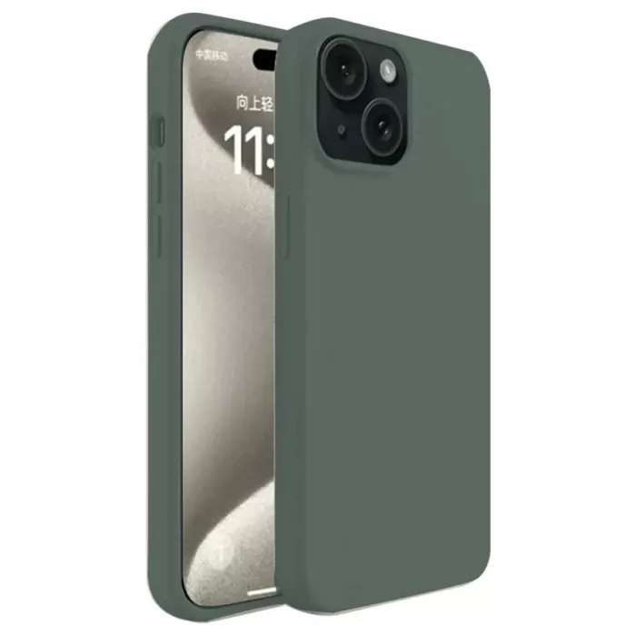 Newface iPhone 15 Plus Kılıf First Silikon - Koyu Yeşil
