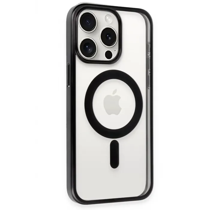 Newface iPhone 15 Pro Kılıf Erozi Magsafe Kapak - Siyah
