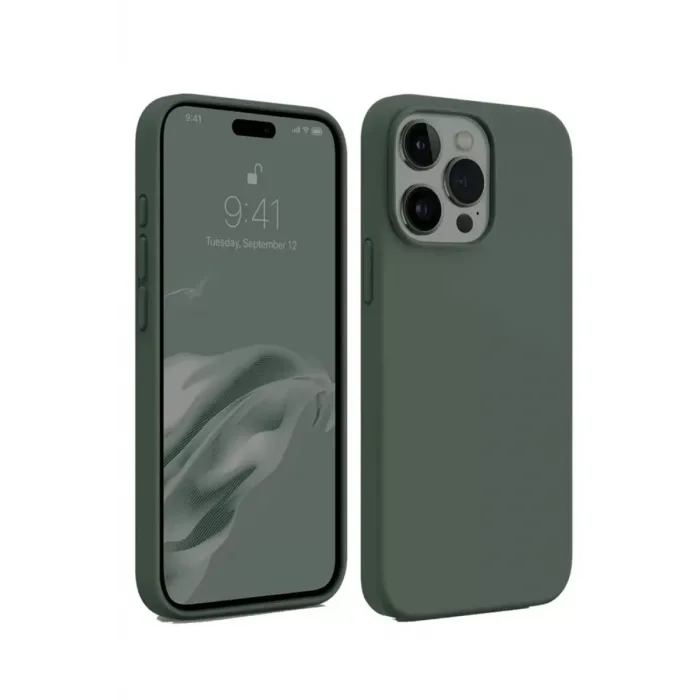 Newface Apple iPhone 15 Pro Kılıf First Silikon - Koyu Yeşil