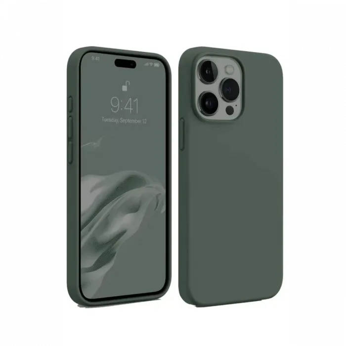 Newface iPhone 15 Pro Kılıf First Silikon - Koyu Yeşil