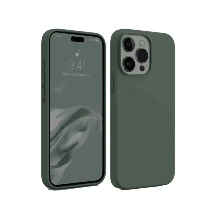 Newface iPhone 15 Pro Kılıf First Silikon - Koyu Yeşil