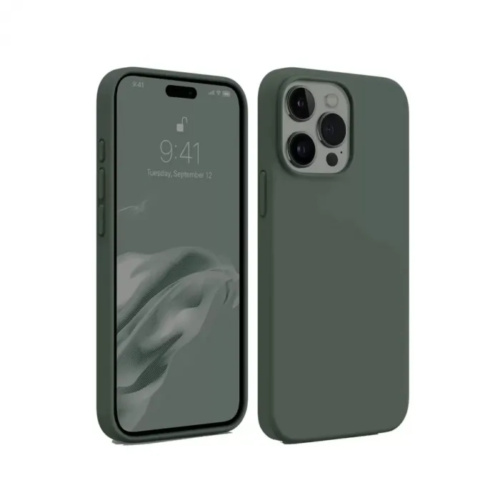 Newface Apple iPhone 15 Pro Kılıf First Silikon - Koyu Yeşil