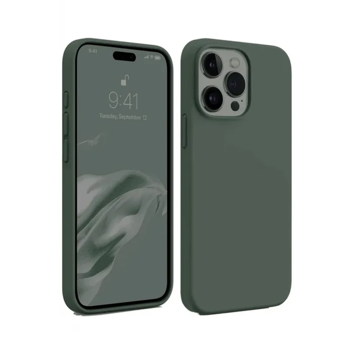 Newface iPhone 15 Pro Max Kılıf First Silikon - Koyu Yeşil