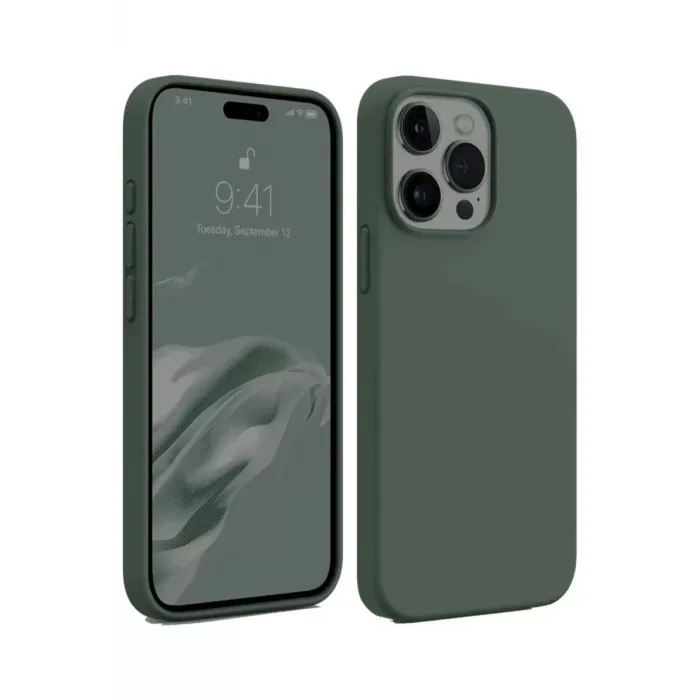 Newface iPhone 15 Pro Max Kılıf First Silikon - Koyu Yeşil