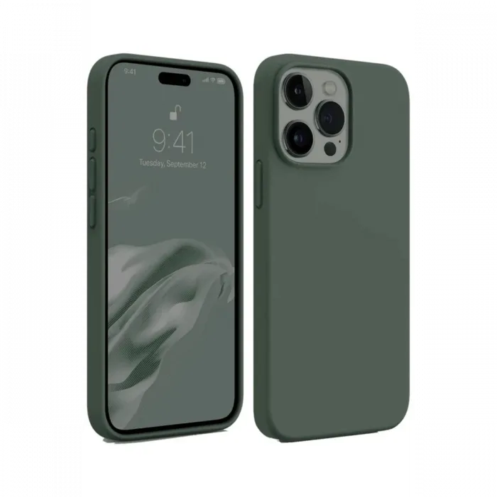 Newface iPhone 15 Pro Max Kılıf First Silikon - Koyu Yeşil