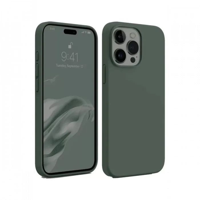 Newface iPhone 15 Pro Max Kılıf First Silikon - Koyu Yeşil