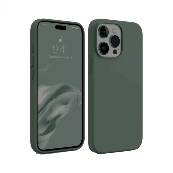 Newface iPhone 15 Pro Max Kılıf First Silikon - Koyu Yeşil