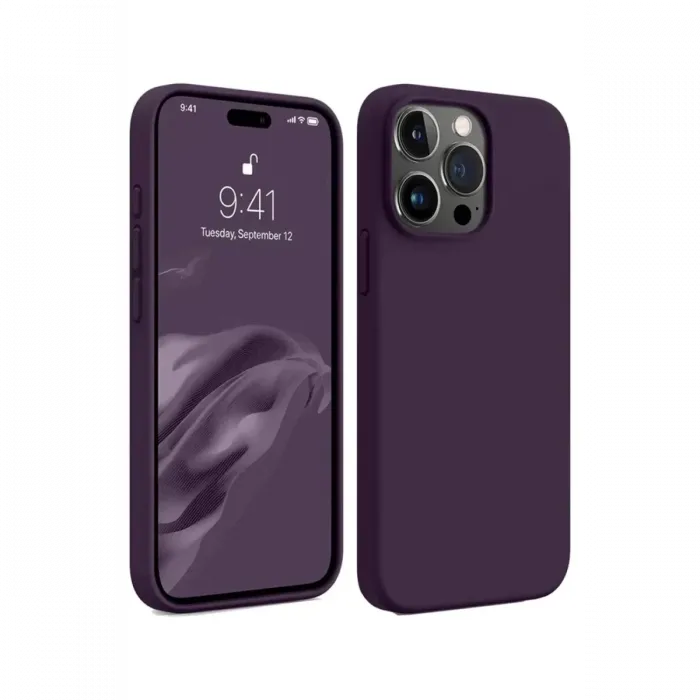 Newface iPhone 15 Pro Max Kılıf First Silikon - Mürdüm