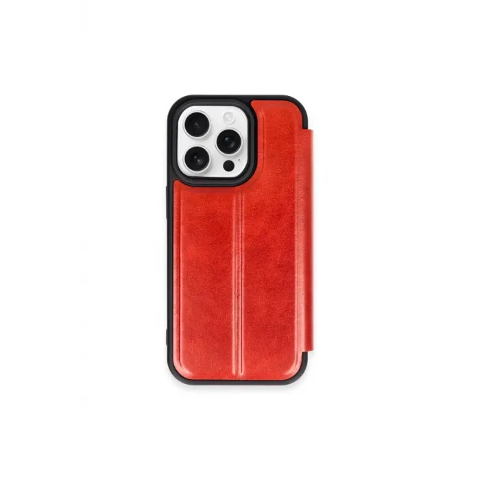 Newface iPhone 15 Pro Max Kılıf Flip Cover - Kırmızı