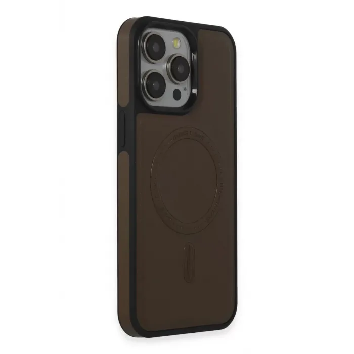 Newface iPhone 15 Pro Max Kılıf Ozzi Magsafe Deri Kapak - Natural Grey