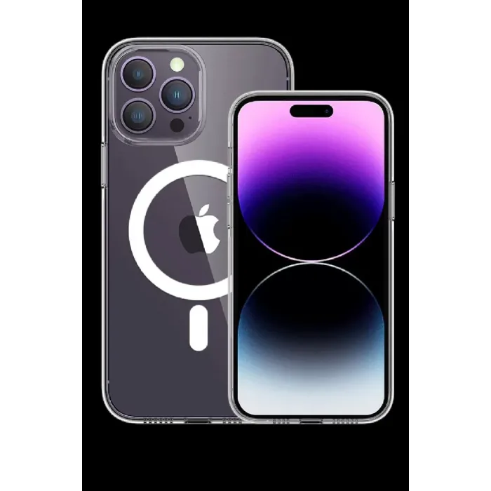 Newface Apple iPhone 15 Pro Max Kılıf Tron Şeffaf Magsafe Kapak - Şeffaf