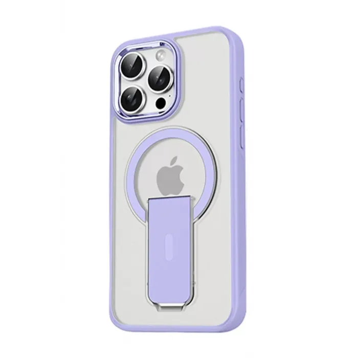 Newface iPhone 15 Pro Tork Magsafe Standlı Kapak - Lila