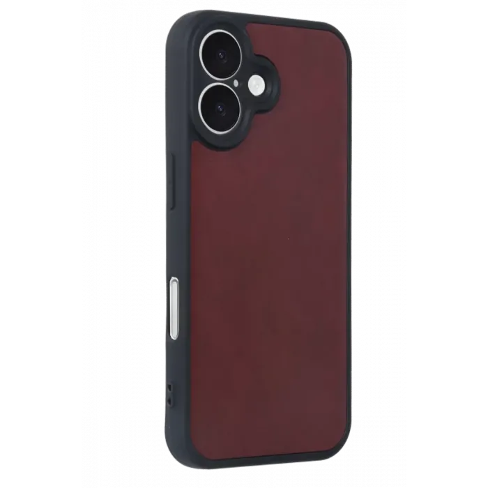 Newface iPhone 16 Kılıf Aras Deri Kapak - Bordo