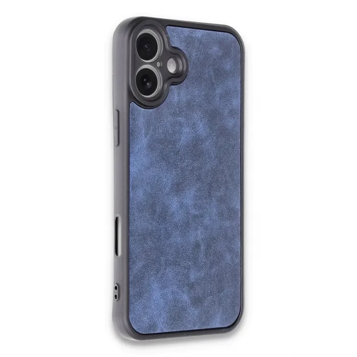 Newface iPhone 16 Plus Kılıf Aras Deri Kapak - Lacivert