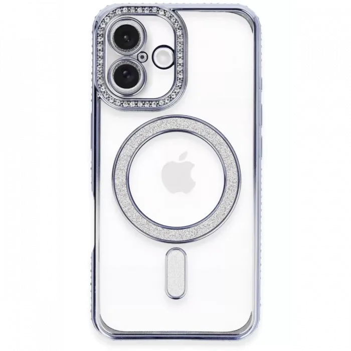 Newface iPhone 16 Plus Kılıf Joke Simli Magneticsafe Kılıf - Mavi
