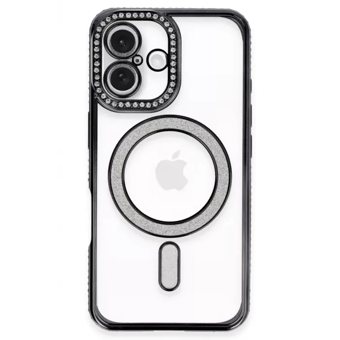 Newface iPhone 16 Plus Kılıf Joke Simli Magneticsafe Kılıf - Siyah