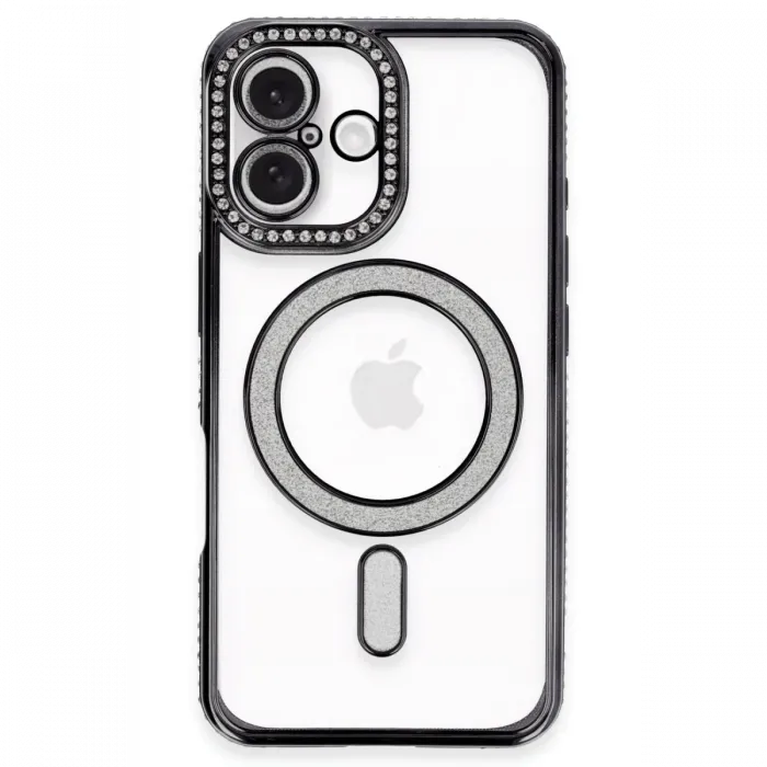 Newface iPhone 16 Plus Kılıf Joke Simli Magneticsafe Kılıf - Siyah
