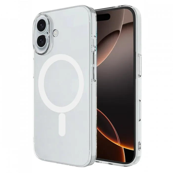 Newface iPhone 16 Plus Kılıf Magneticsafe Şeffaf Silikon - Şeffaf