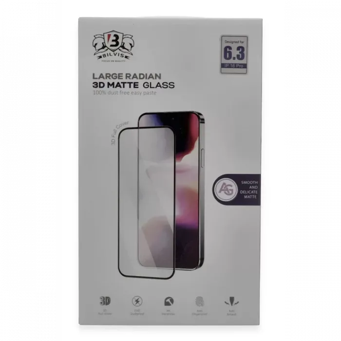 Newface iPhone 16 Pro Bilvis 3D Mat Cam Ekran Koruyucu