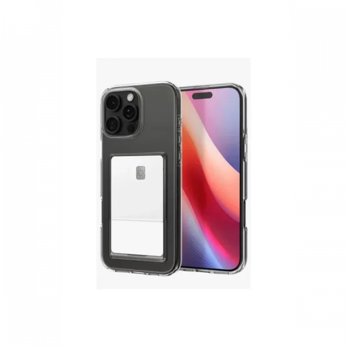 Newface iPhone 16 Pro Kılıf Kart Şeffaf Silikon - Şeffaf