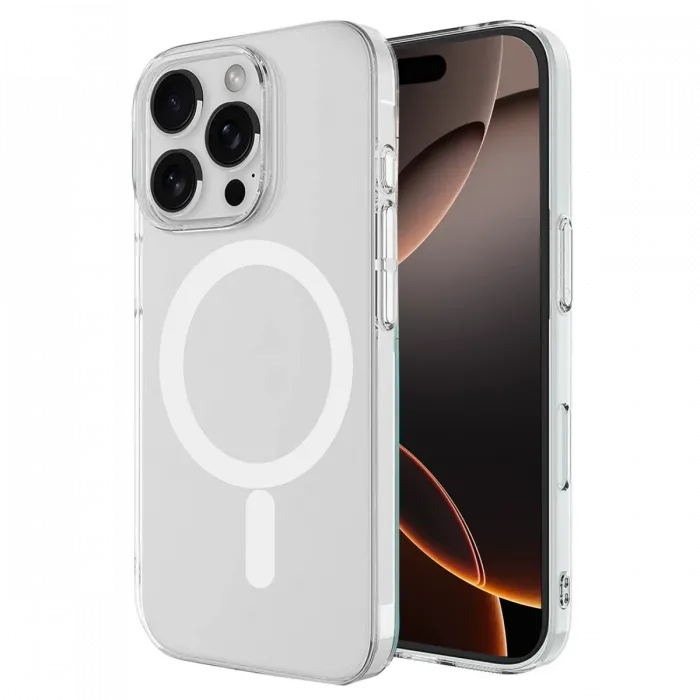 Newface iPhone 16 Pro Kılıf Magneticsafe Şeffaf Silikon - Şeffaf