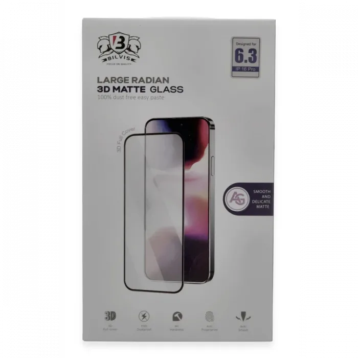 Newface iPhone 16 Pro Max Bilvis 3D Mat Cam Ekran Koruyucu