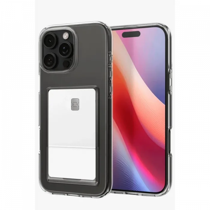 Newface iPhone 16 Pro Max Kılıf Kart Şeffaf Silikon - Şeffaf