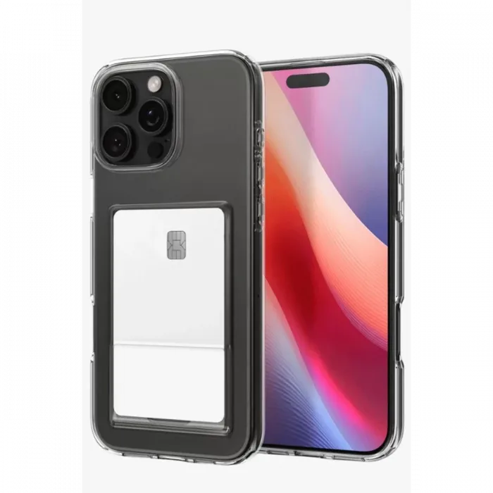 Newface iPhone 16 Pro Max Kılıf Kart Şeffaf Silikon - Şeffaf