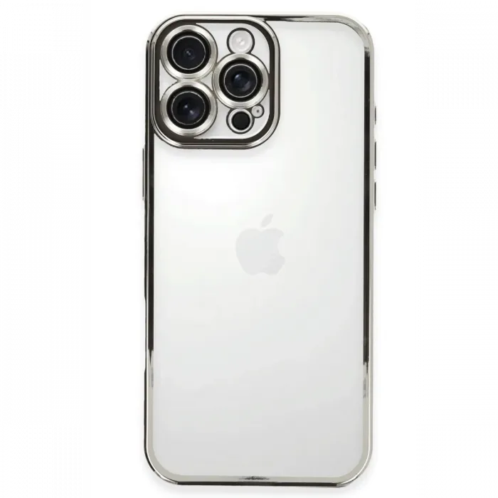 Newface iPhone 16 Pro Max Kılıf Razer Lensli Silikon - Gümüş