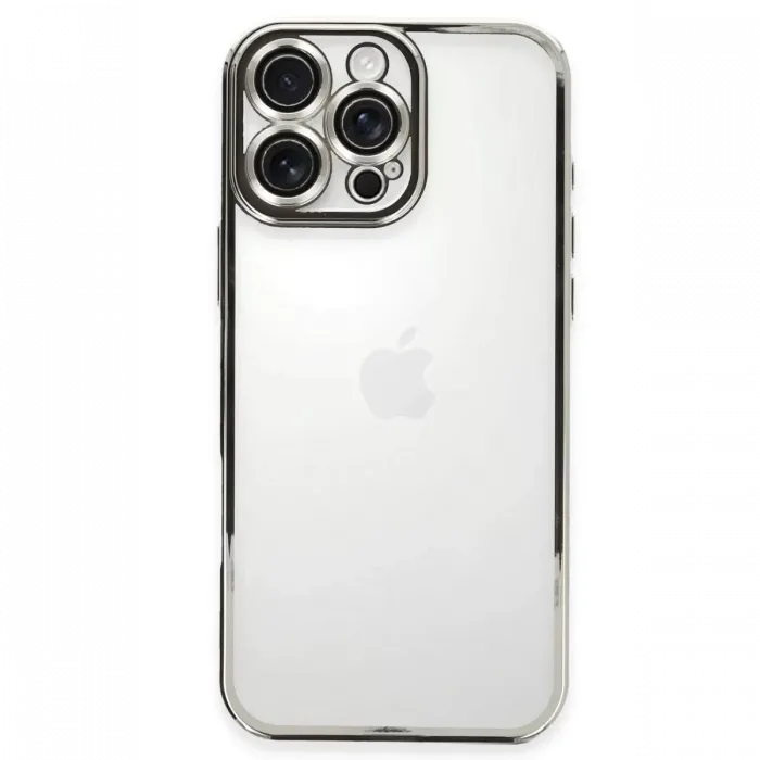 Newface iPhone 16 Pro Max Kılıf Razer Lensli Silikon - Gümüş