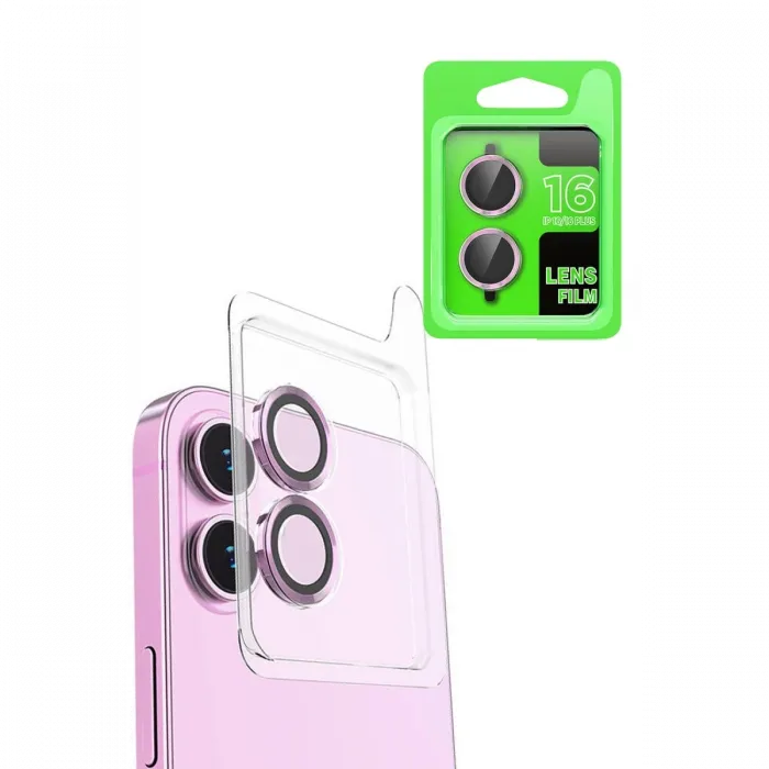 Newface iPhone 16 Raze Metal Kamera Lens - Pembe