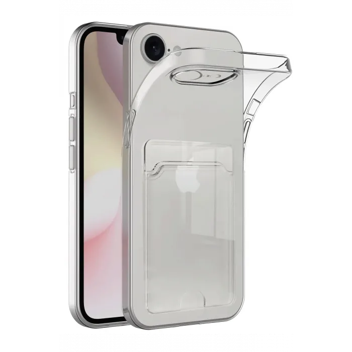 Newface iPhone 16E Kılıf Kart Şeffaf Silikon - Şeffaf